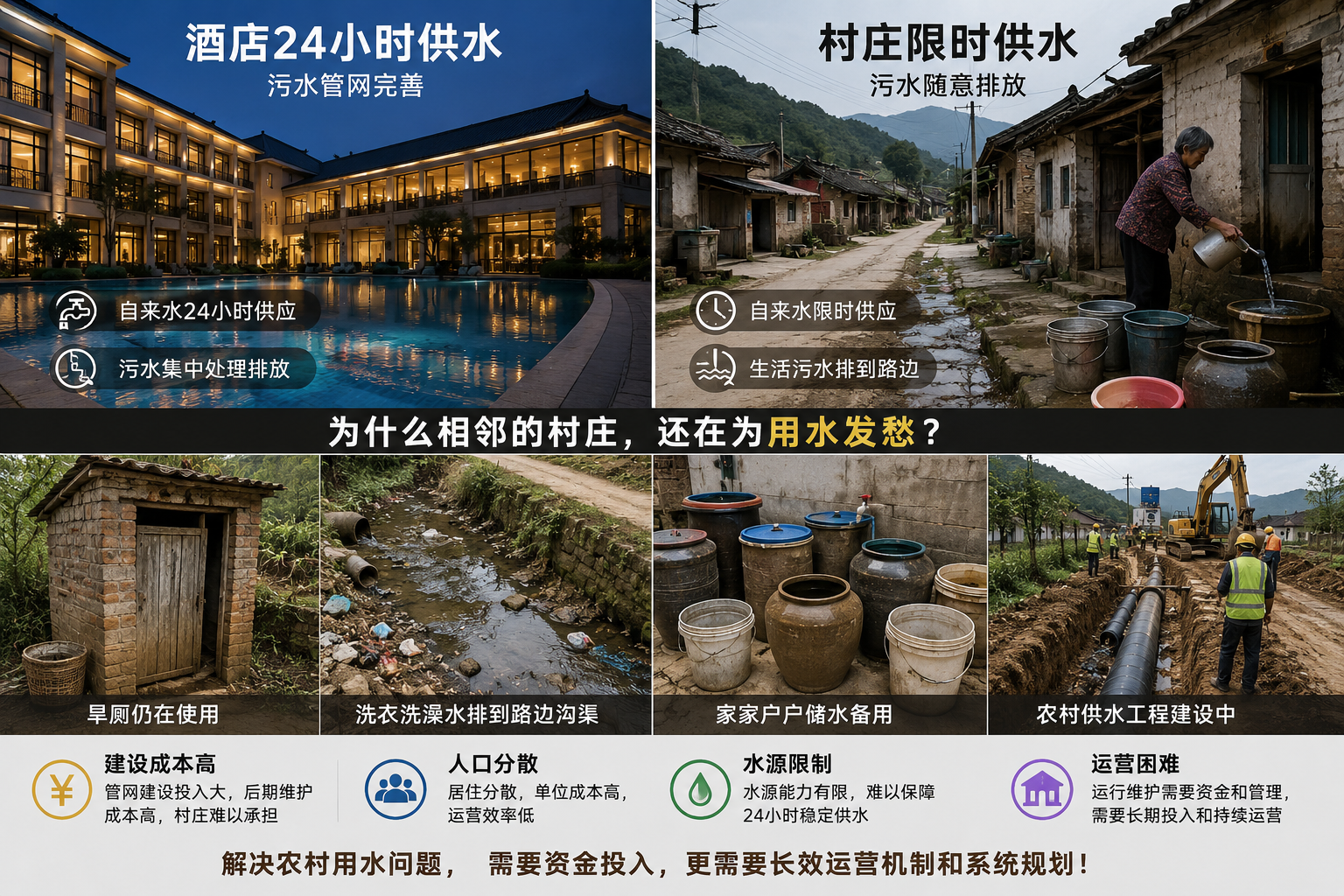 明明酒店24小时有水，为什么一路之隔的村庄还在“存水缸”？——中国农村供水困局背后的真相